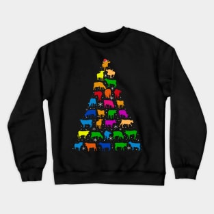 Cows Christmas Tree Crewneck Sweatshirt